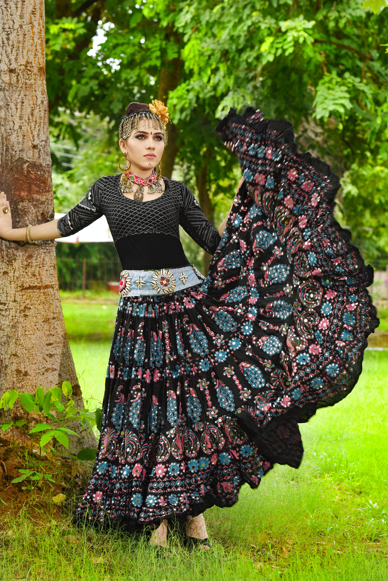 Block print skirt Peacock WLS