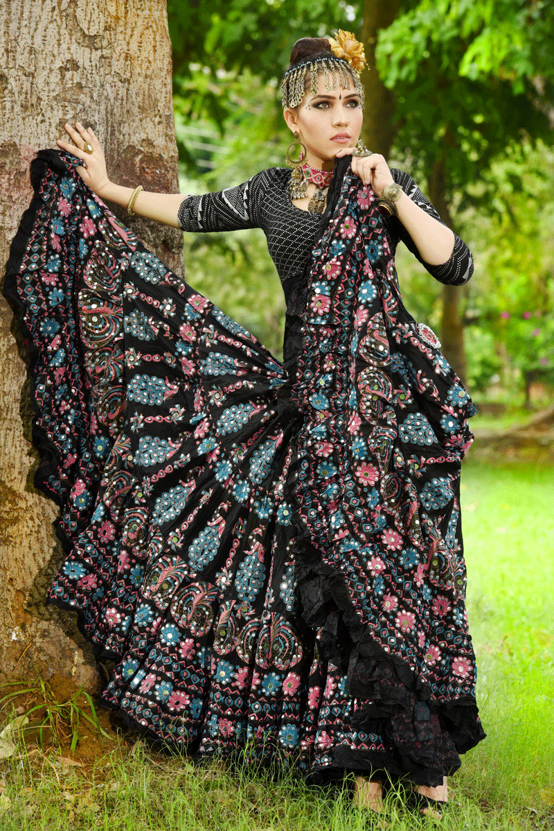 Block print skirt Peacock WLS