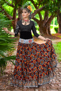 Block print skirt oriental sunset WLS