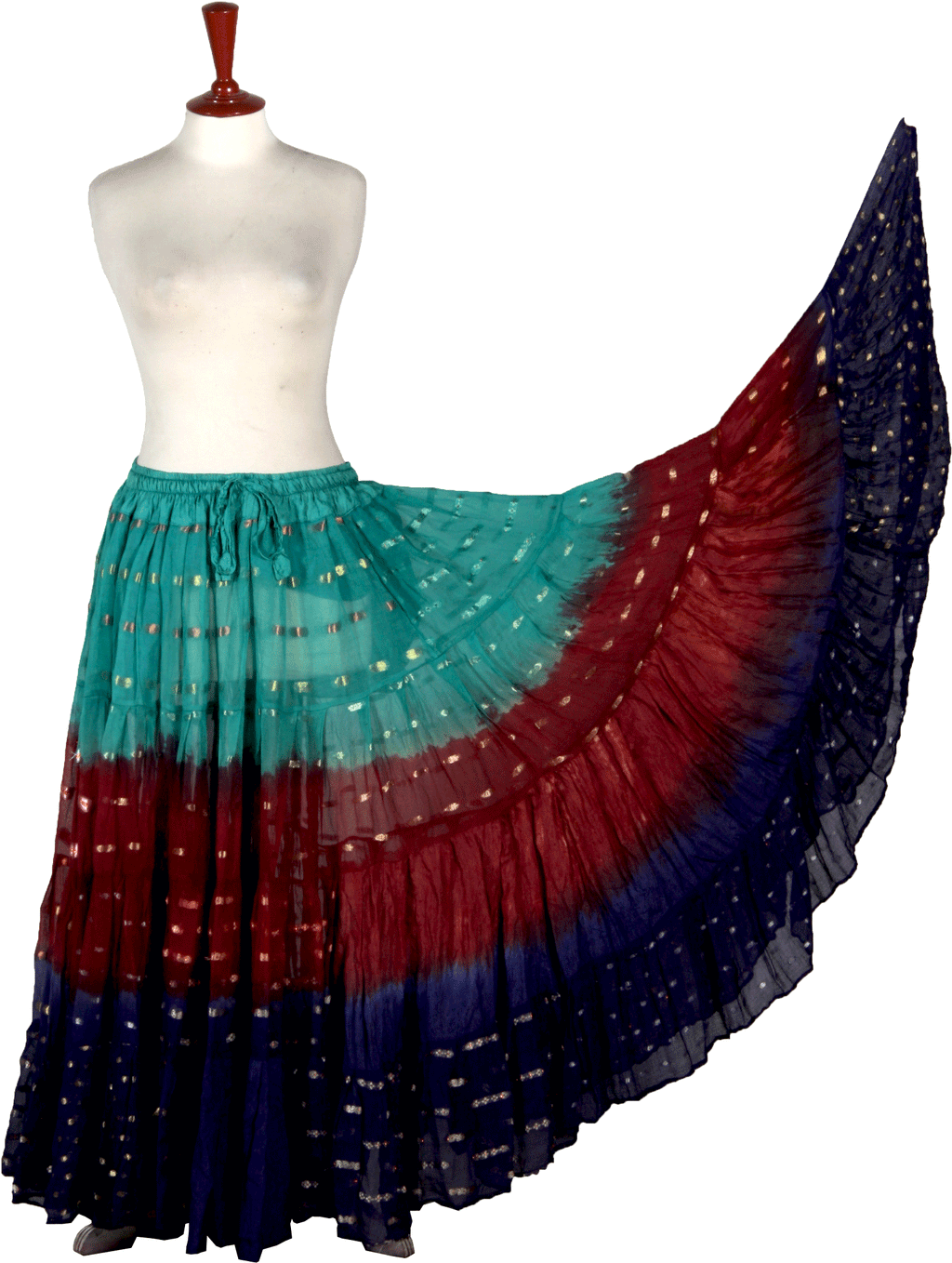 Senoritas skirt Three Tone Seagreen/Burgundy/NavyBlue