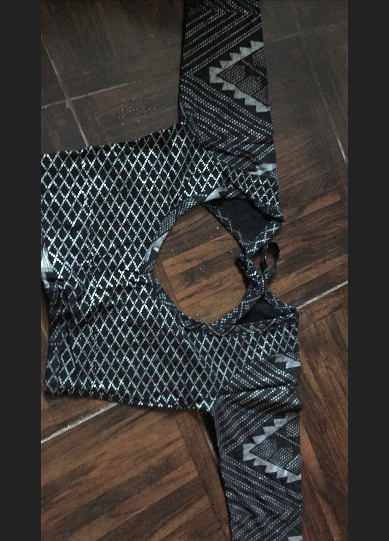 Block print assuit pattern drop shoulder choli silver black