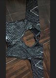 Block print assuit pattern drop shoulder choli silver black
