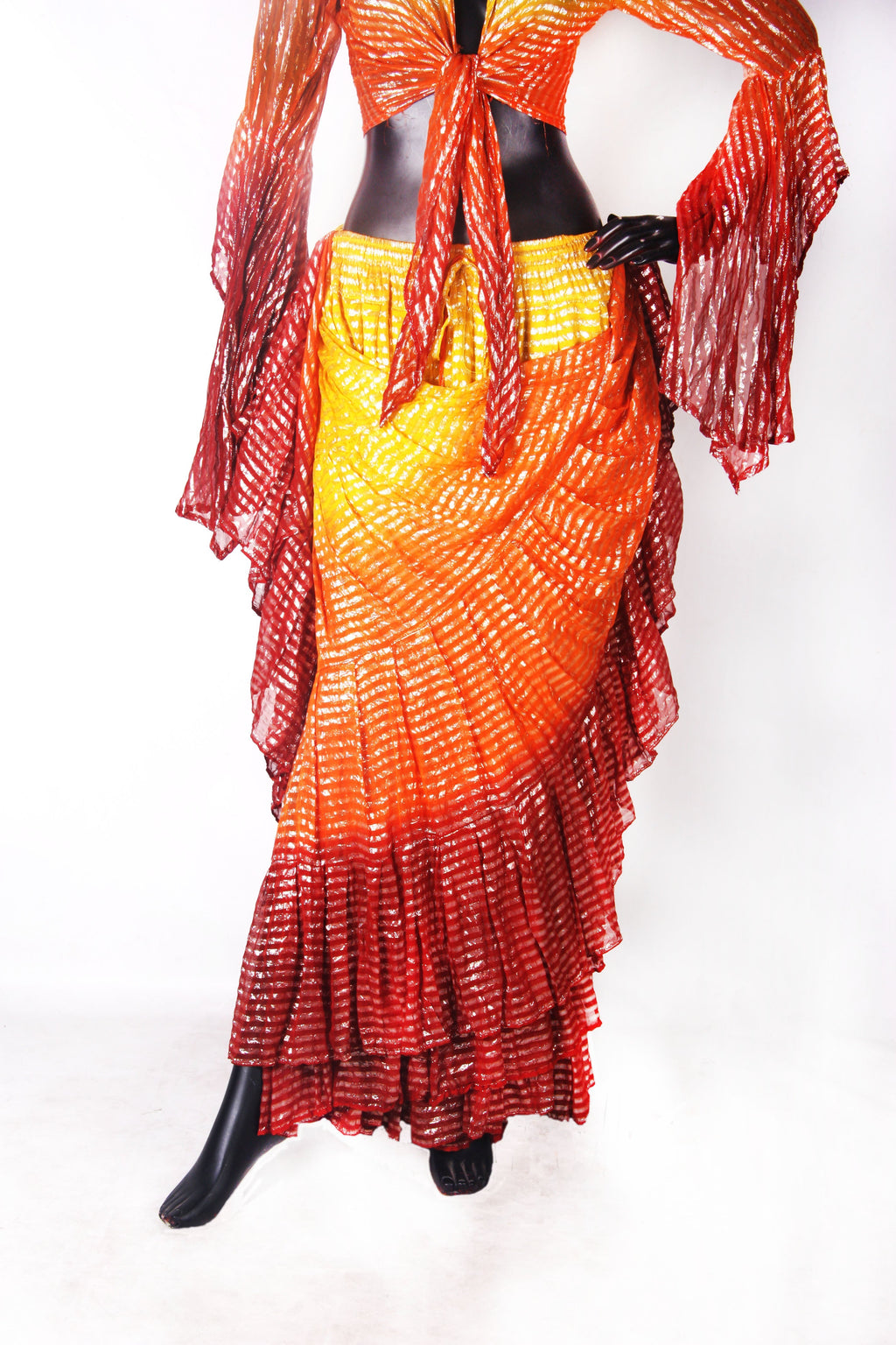 Lurex 3Tone Skirt Yellow/Orange/Burgundy WLS