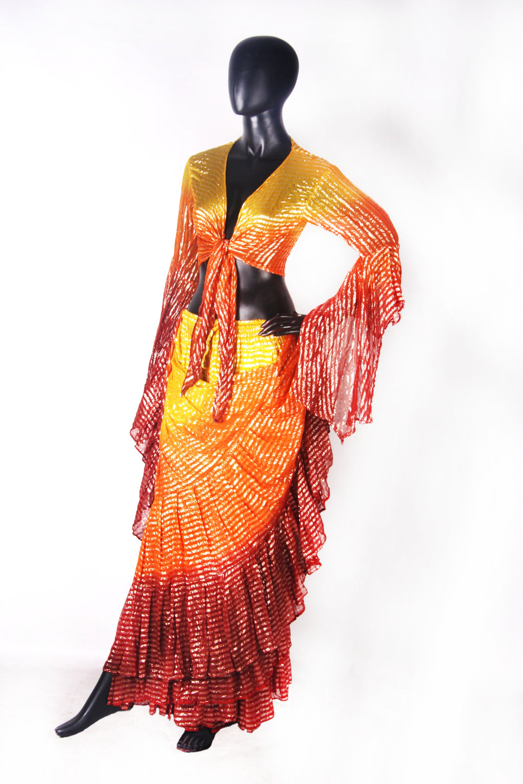 Lurex 3Tone Skirt Yellow/Orange/Burgundy WLS