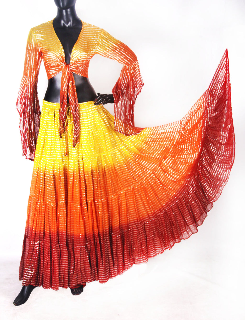 Lurex 3Tone Skirt Yellow/Orange/Burgundy WLS
