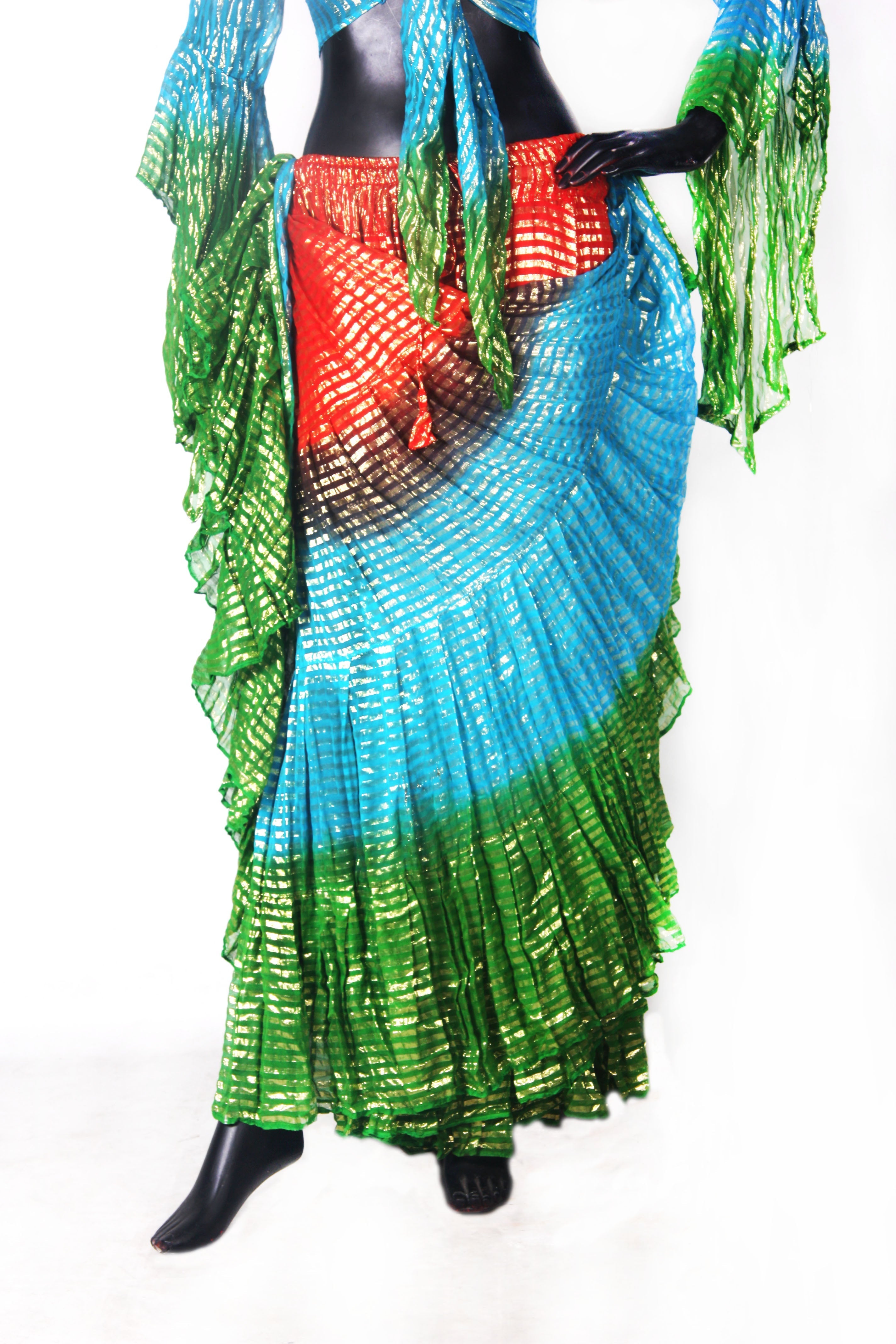 Lurex 3Tone Skirt red/turqouise/green WLS