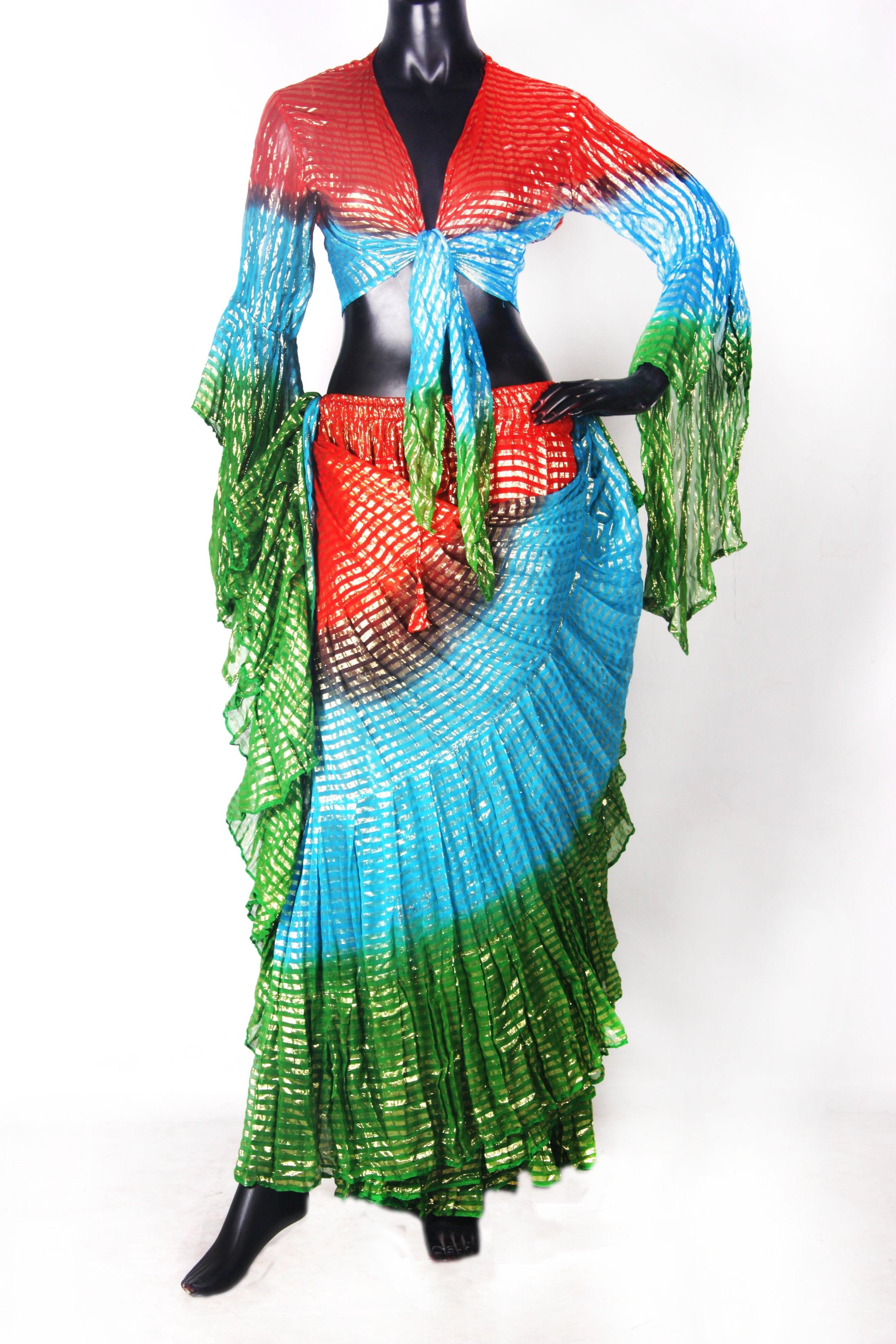 Lurex Tie on top red/turqouise/green WS