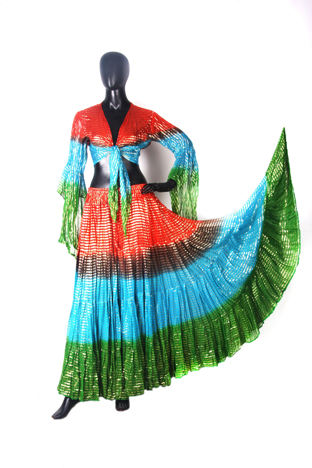 Lurex Tie on top red/turqouise/green WS