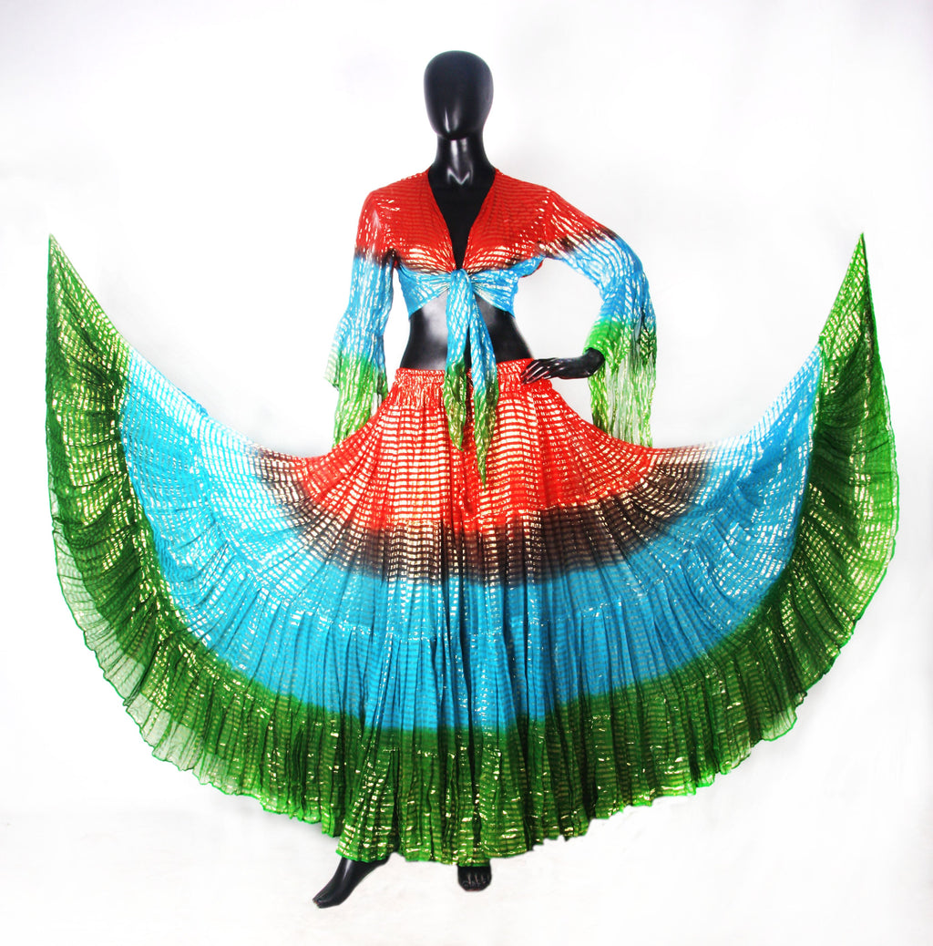 Lurex 3Tone Skirt red/turqouise/green