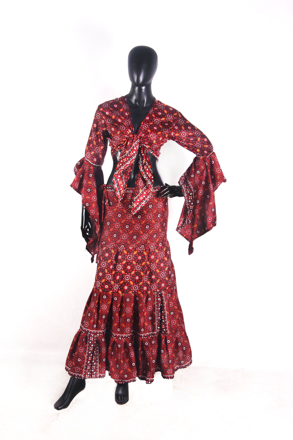 Tribal 2 pcs blouse and wrapskirt set