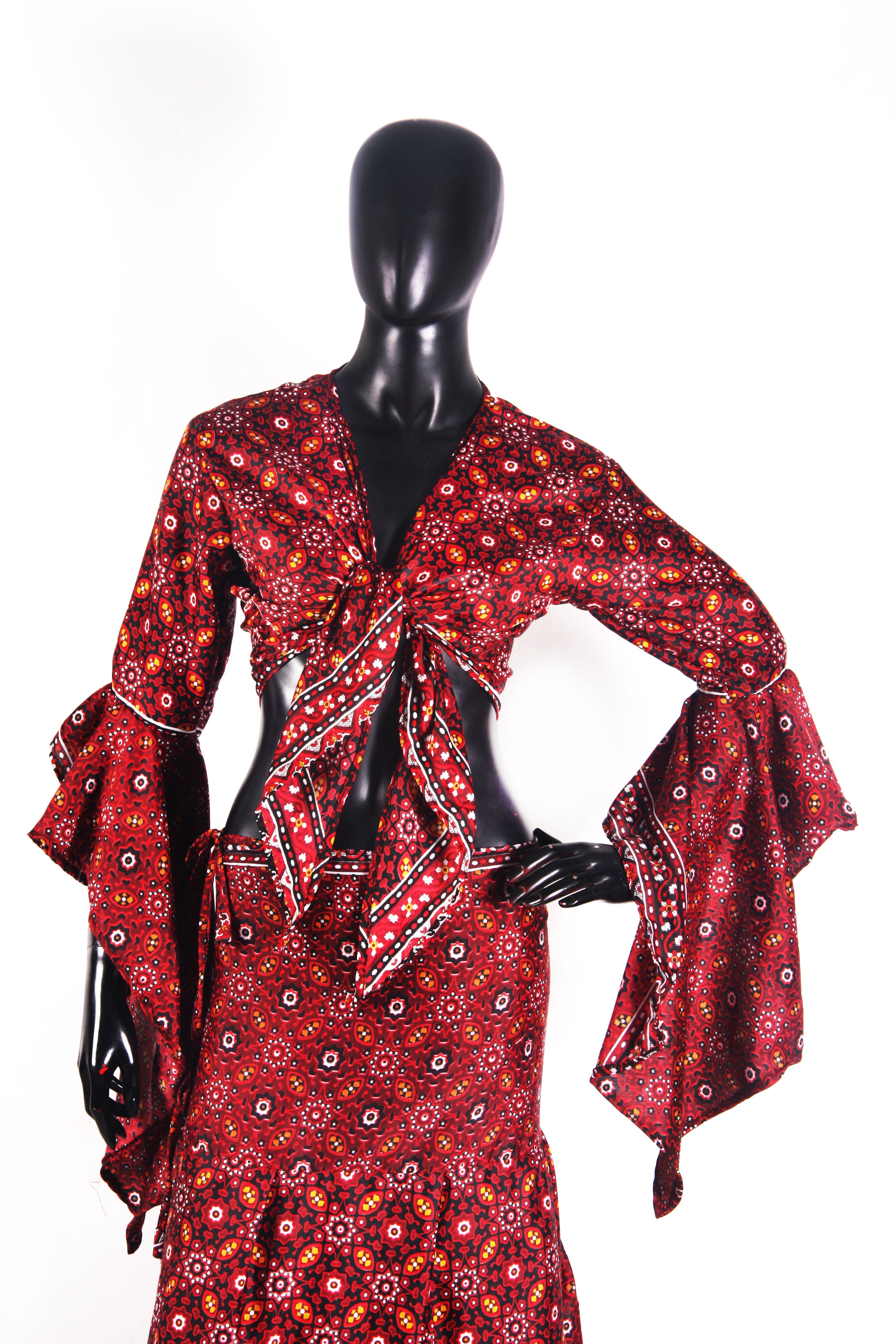 Tribal 2 pcs blouse and wrapskirt set