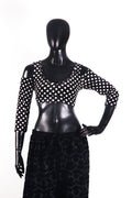 Drop shoulder Velvet Choli Black/white polka dot WS