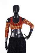 Drop shoulder Velvet Choli Black/orange stripe WS