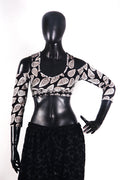 Drop shoulder Velvet Choli Black/white