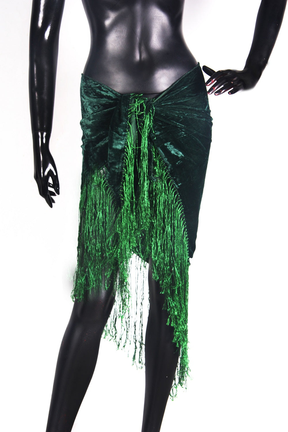 velvet hip scarf dark green WS