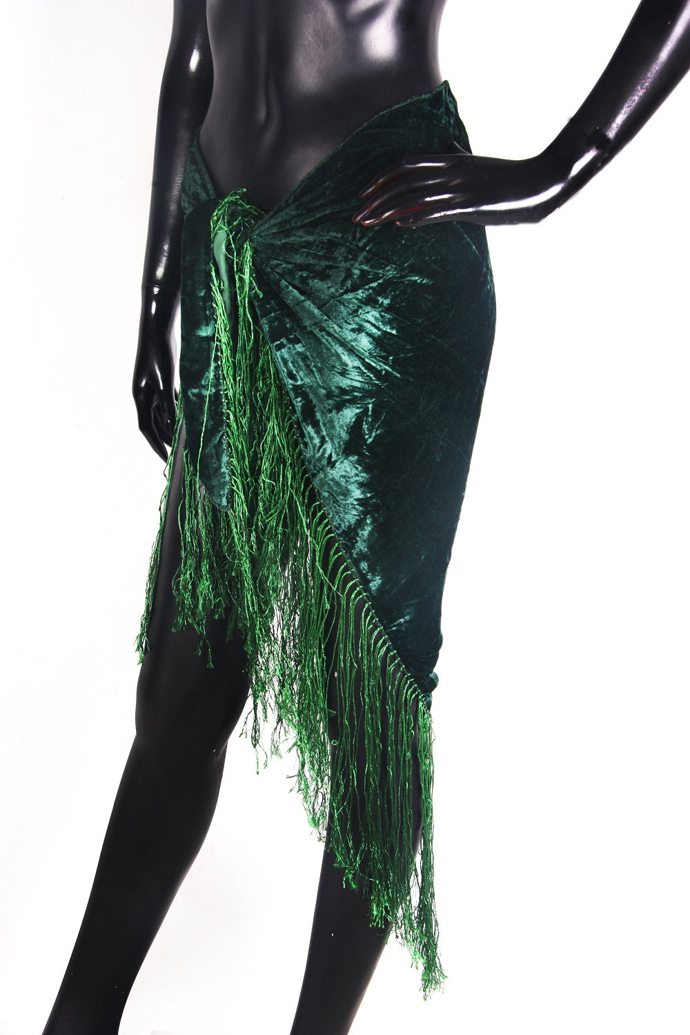 velvet hip scarf dark green WS
