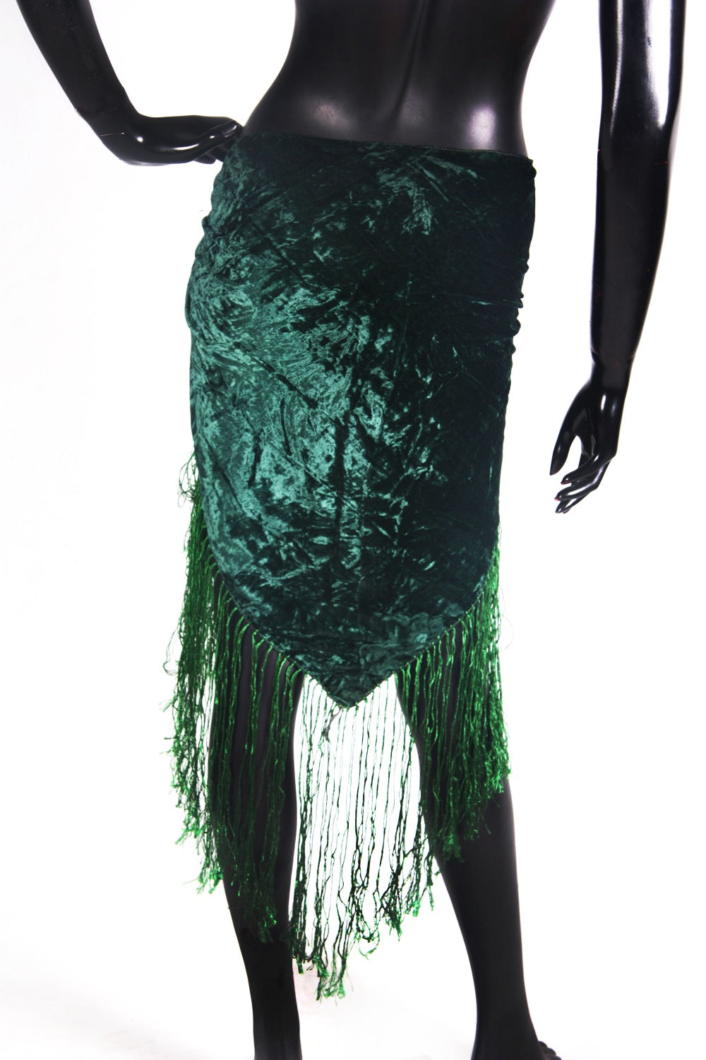 velvet hip scarf dark green WS