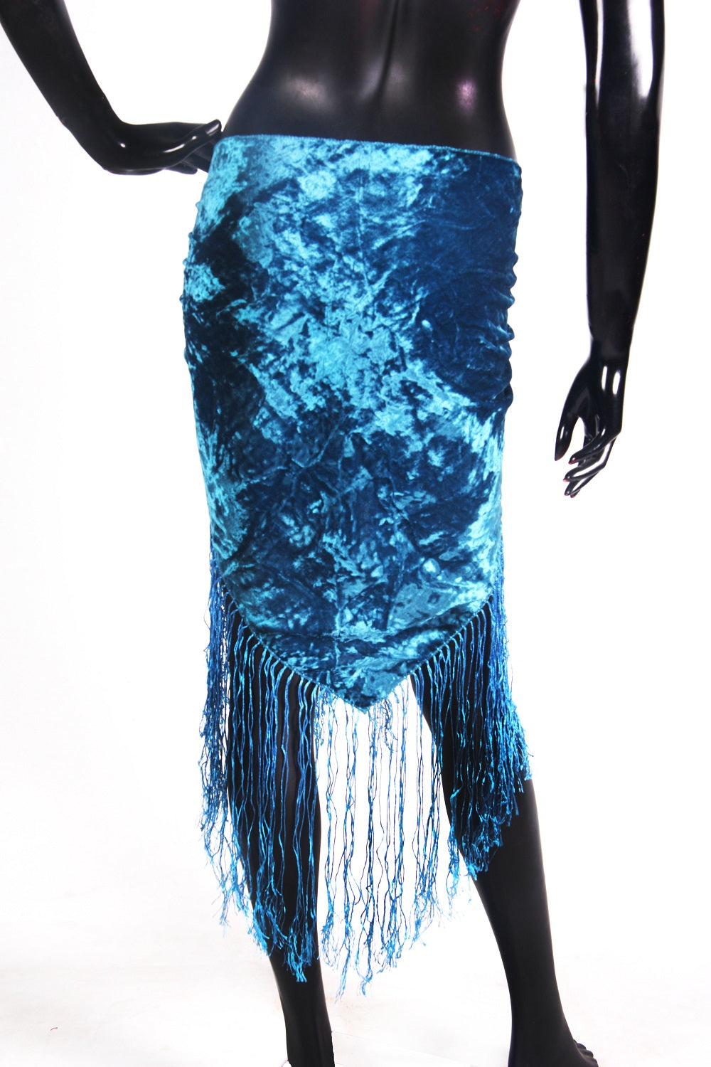 velvet hip scarf blue