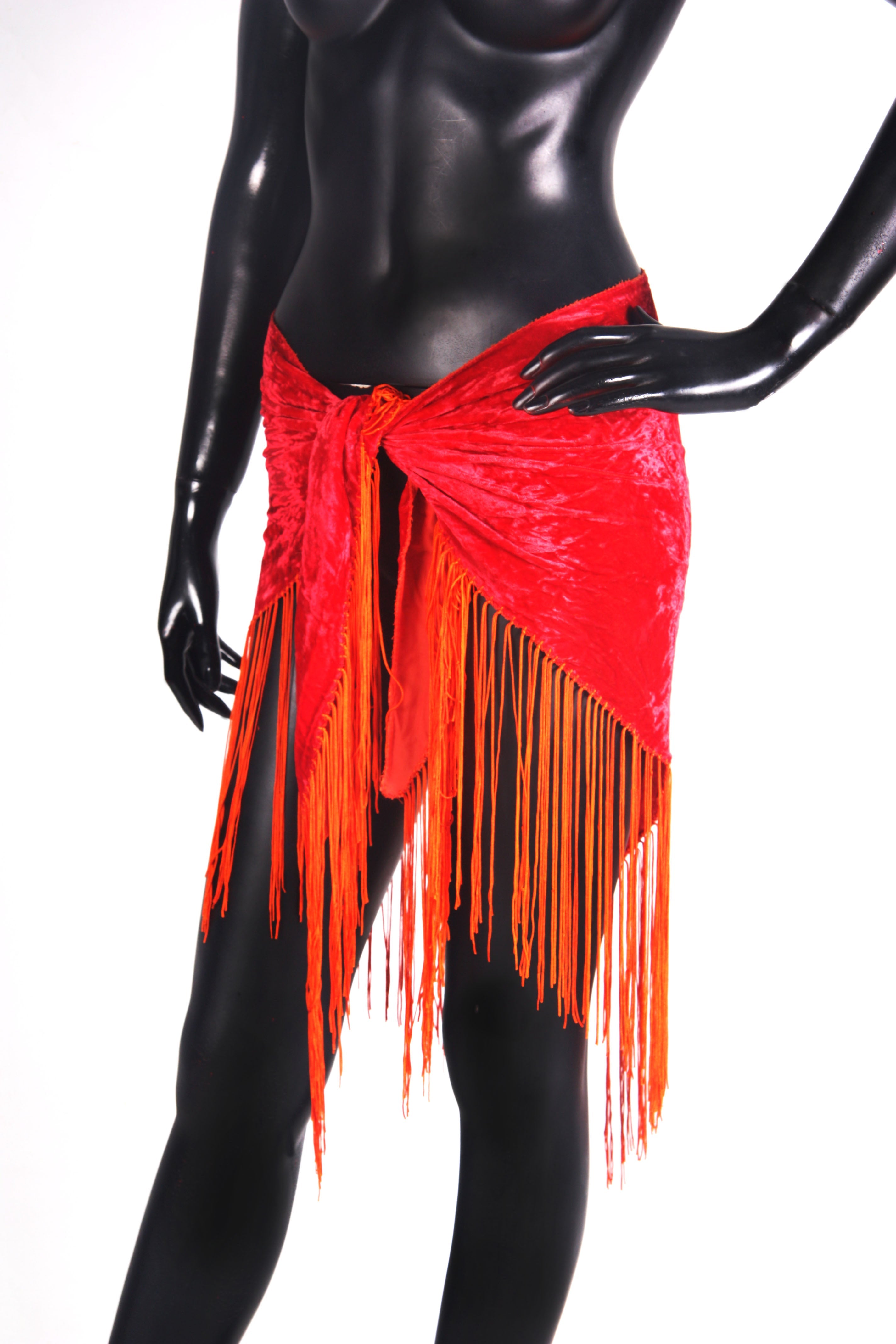 velvet hip scarf red