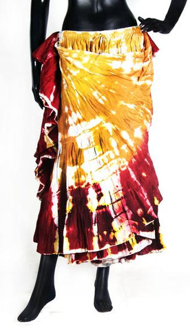 Tye Dye Skirt yellow/mustard/burgundy WS