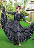 Block print Assuit pattern skirt black/silver with shiny printing WLS