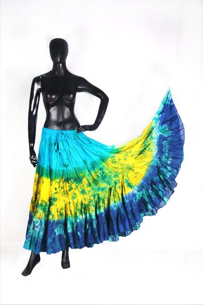 Tie Dye skirt turqouise/yellow/blue WLS