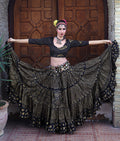 Tribal Block print Assuit pattern skirt black/gold Design#5 WLS