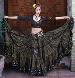 Tribal Block print Assuit pattern skirt black/gold Design#5