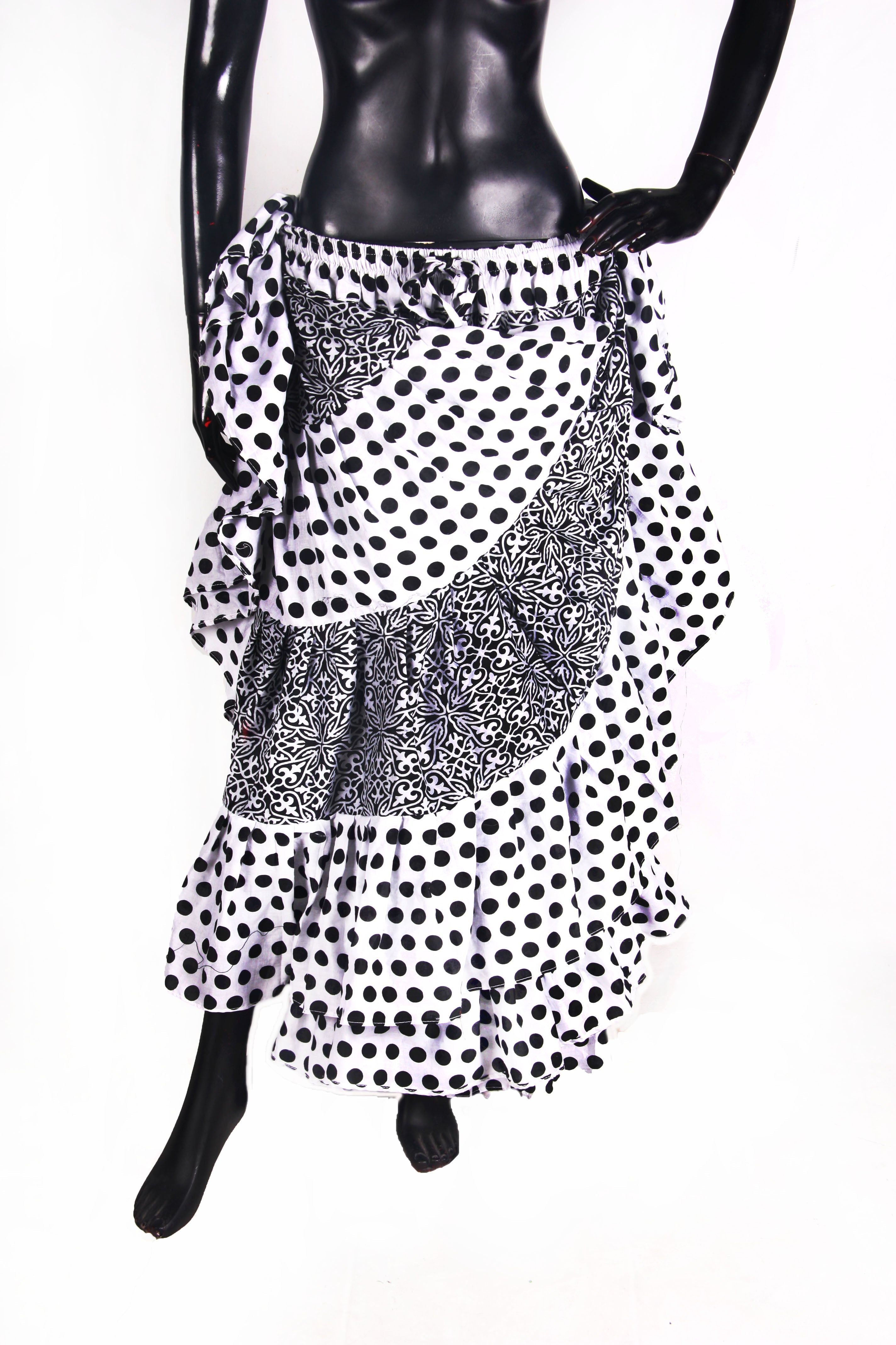 Black/white fusion Block Print skirt 25yards