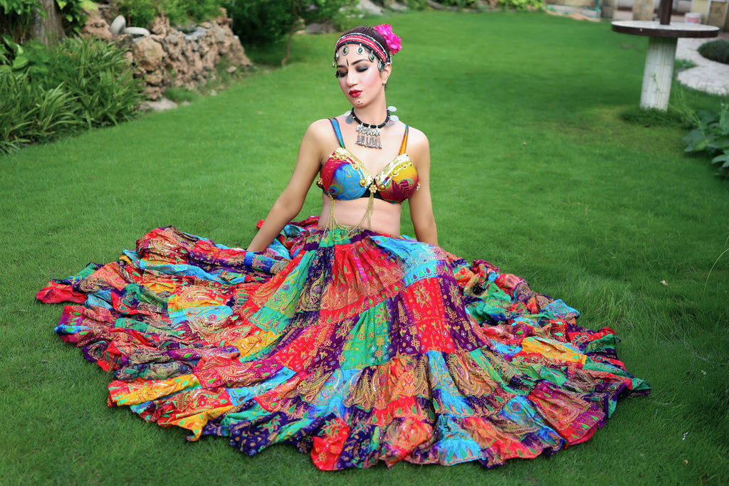 Tribal Block print Beauty Patchwork skirt multi WLS