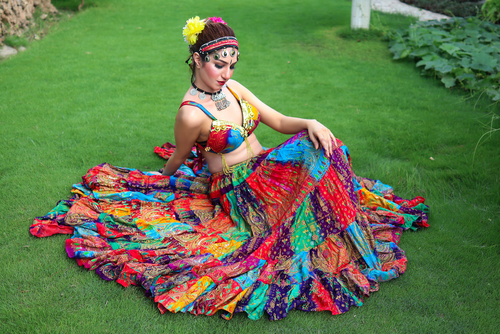 Tribal Block print Beauty Patchwork skirt multi WLS