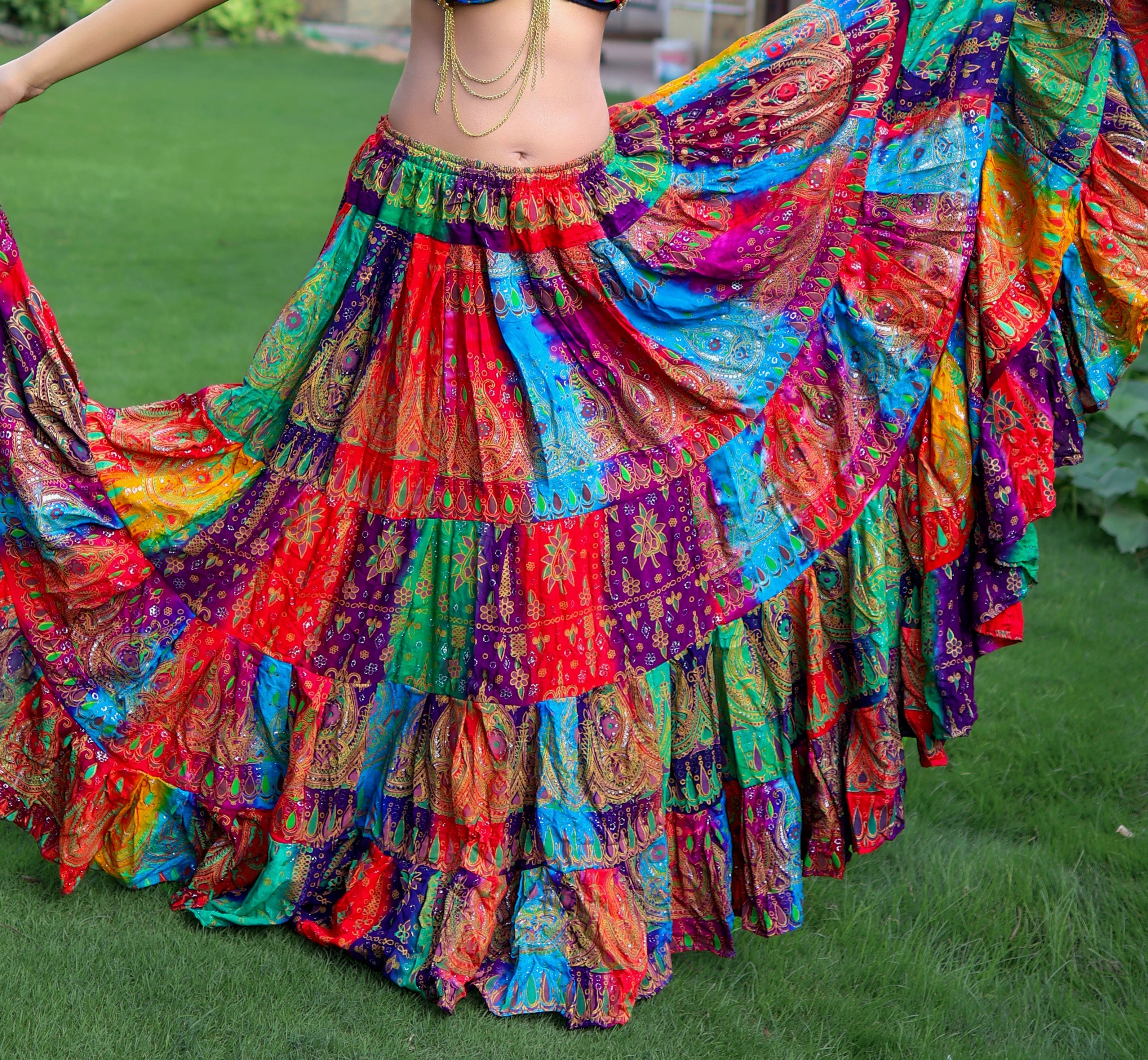Tribal Block print Beauty Patchwork skirt multi WLS