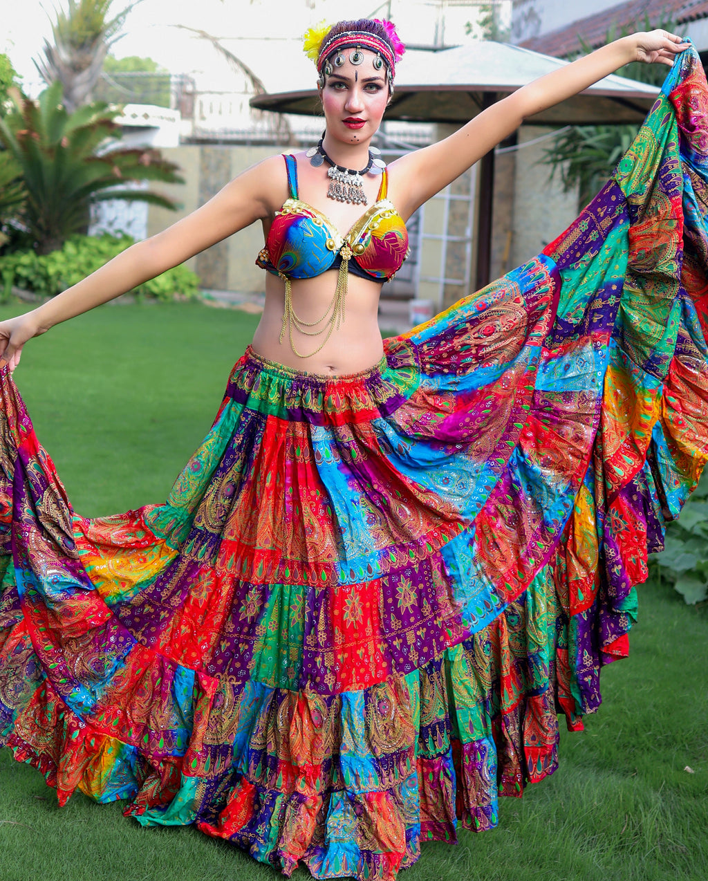 Tribal Block print Beauty Patchwork skirt multi WLS