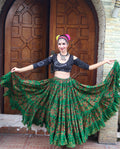 Tribal Block print flower skirt green WLS