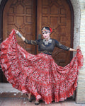 Tribal Block print flower skirt Rust WLS
