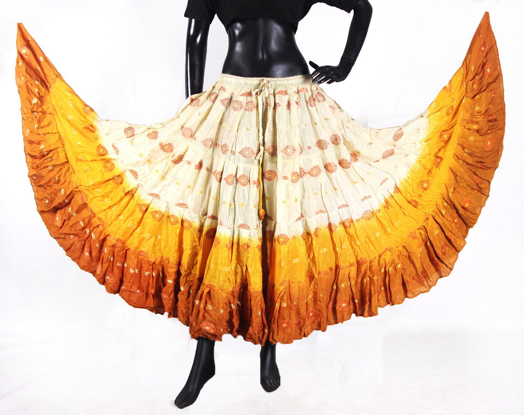 Jaquard bindi Skirt white/yellow/copper WLS