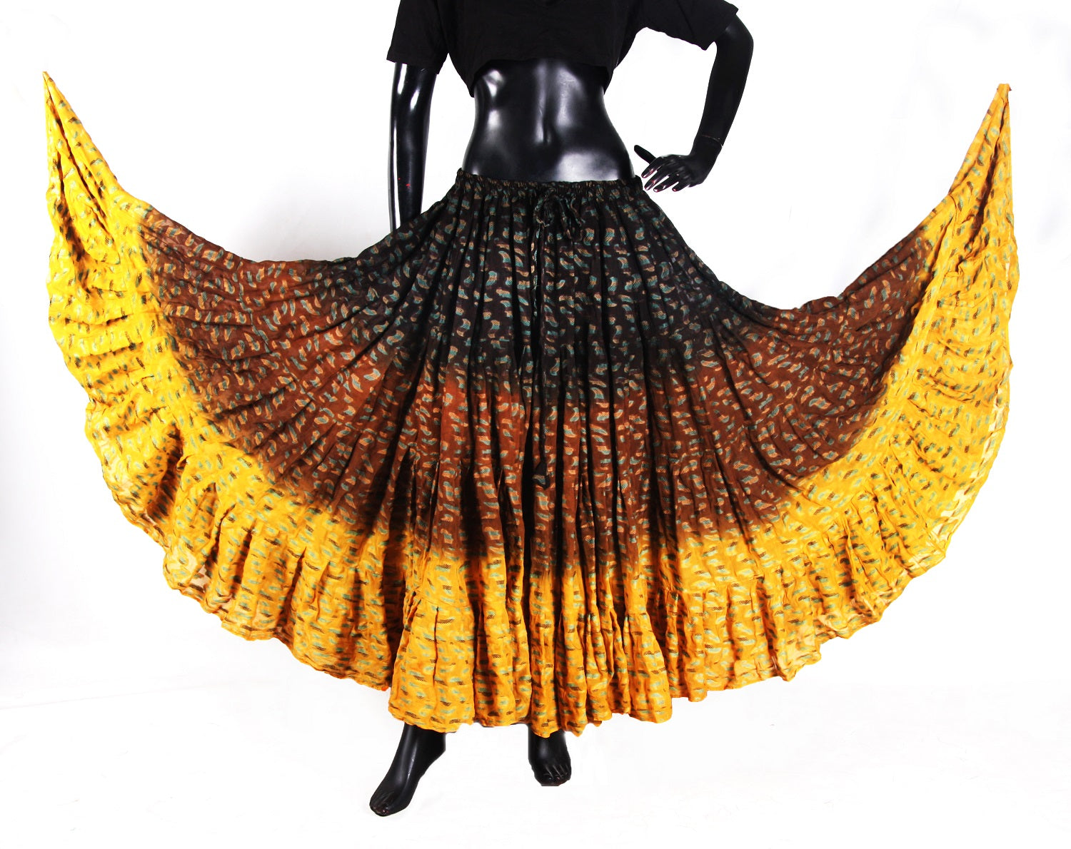 Jaquard bindi skirt black /Brown/Yellow Mustard WLS