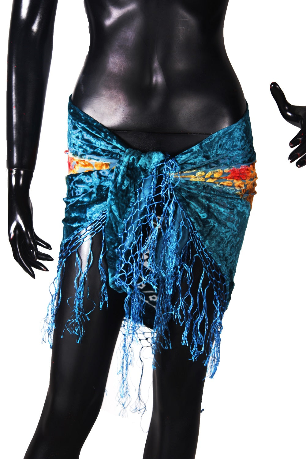 velvet hip scarf Tye Dye Turquoise