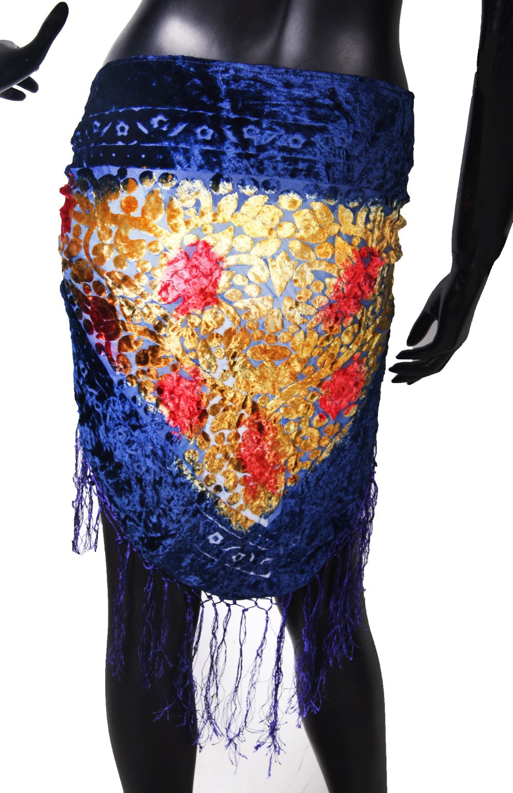 velvet hip scarf Tye Dye Blue