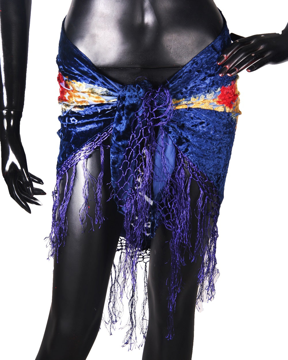 velvet hip scarf Tye Dye Blue