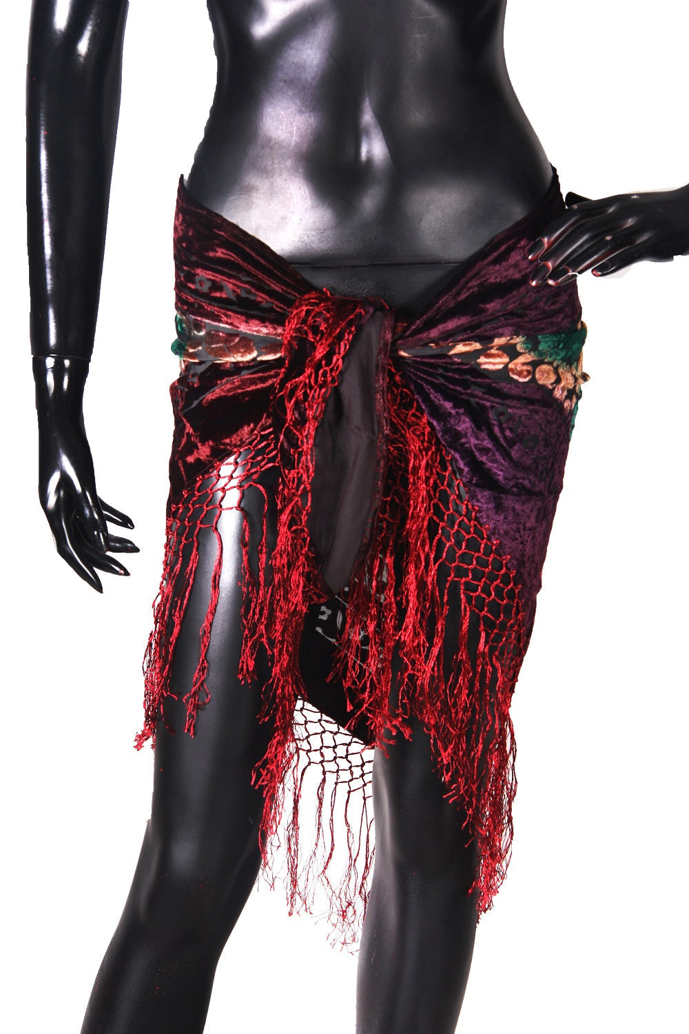 velvet hip scarf Tye Dye Burgundy WS