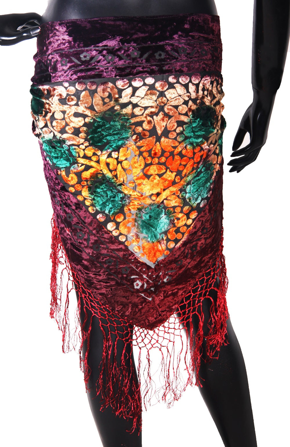 velvet hip scarf Tye Dye Burgundy WS