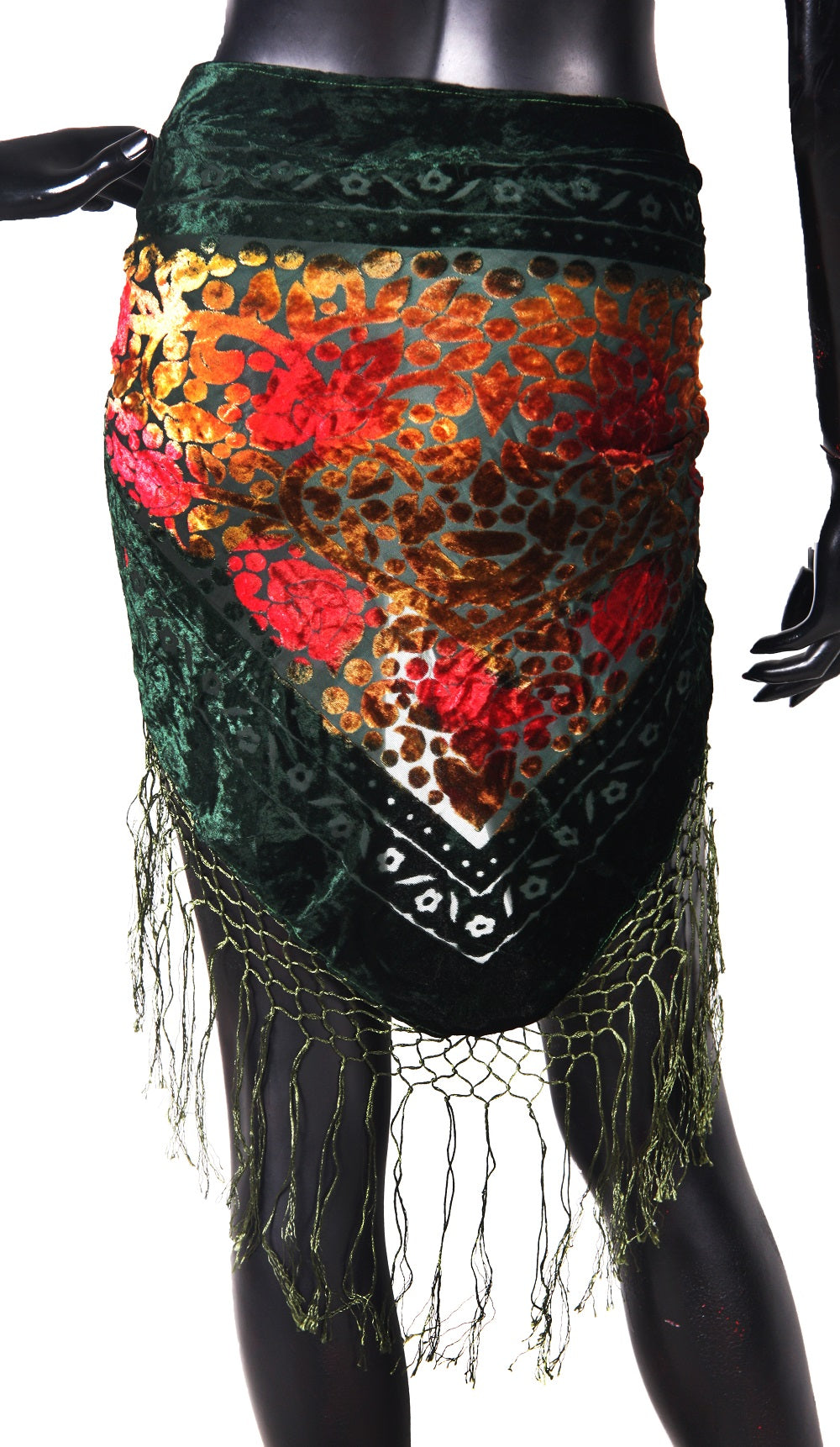 velvet hip scarf Tye Dye Green WS