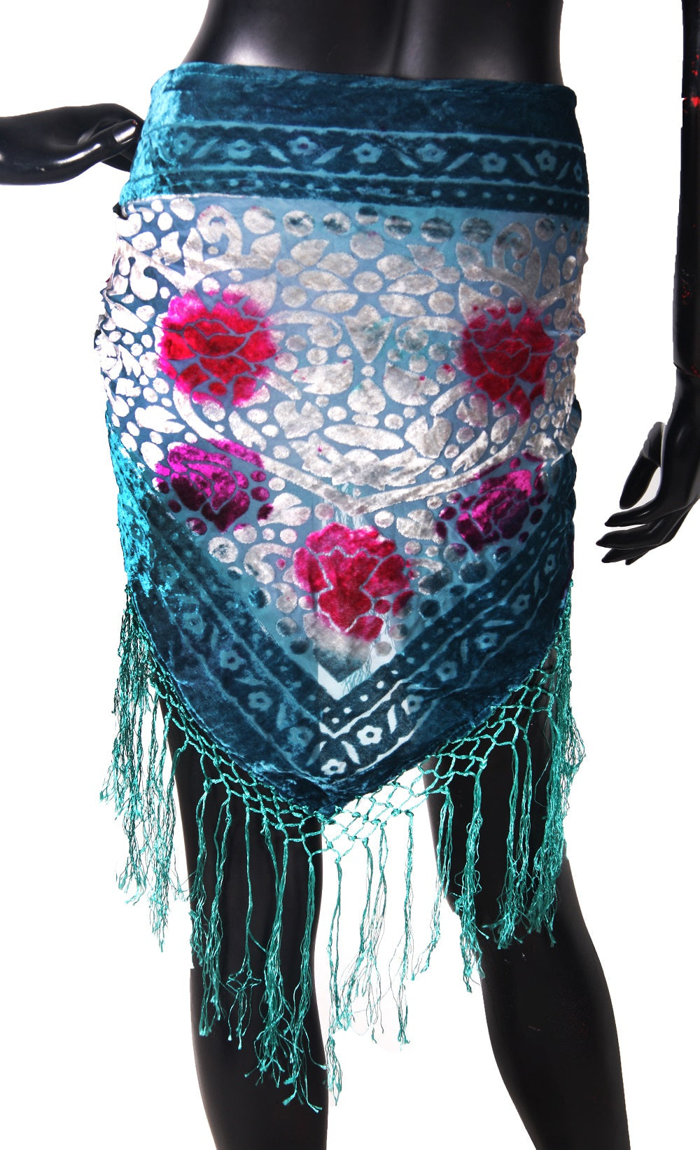 velvet hip scarf Tye Dye Sea Green