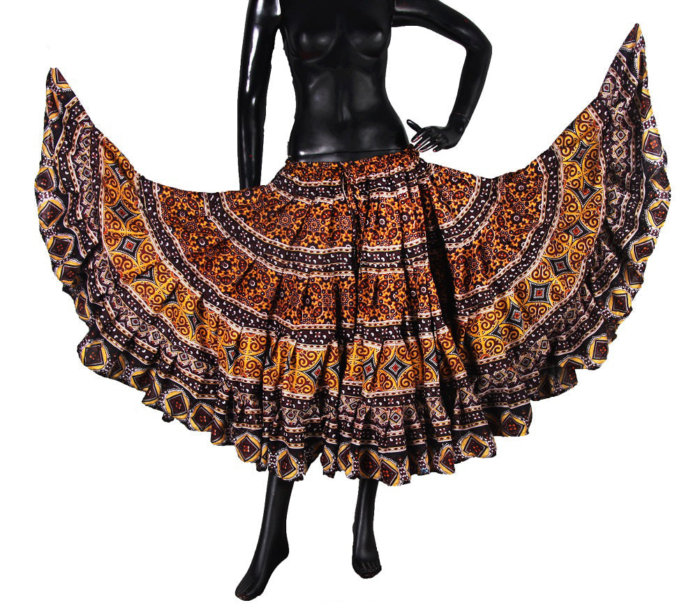 Block Printed Skirt Hyderabadi Gold