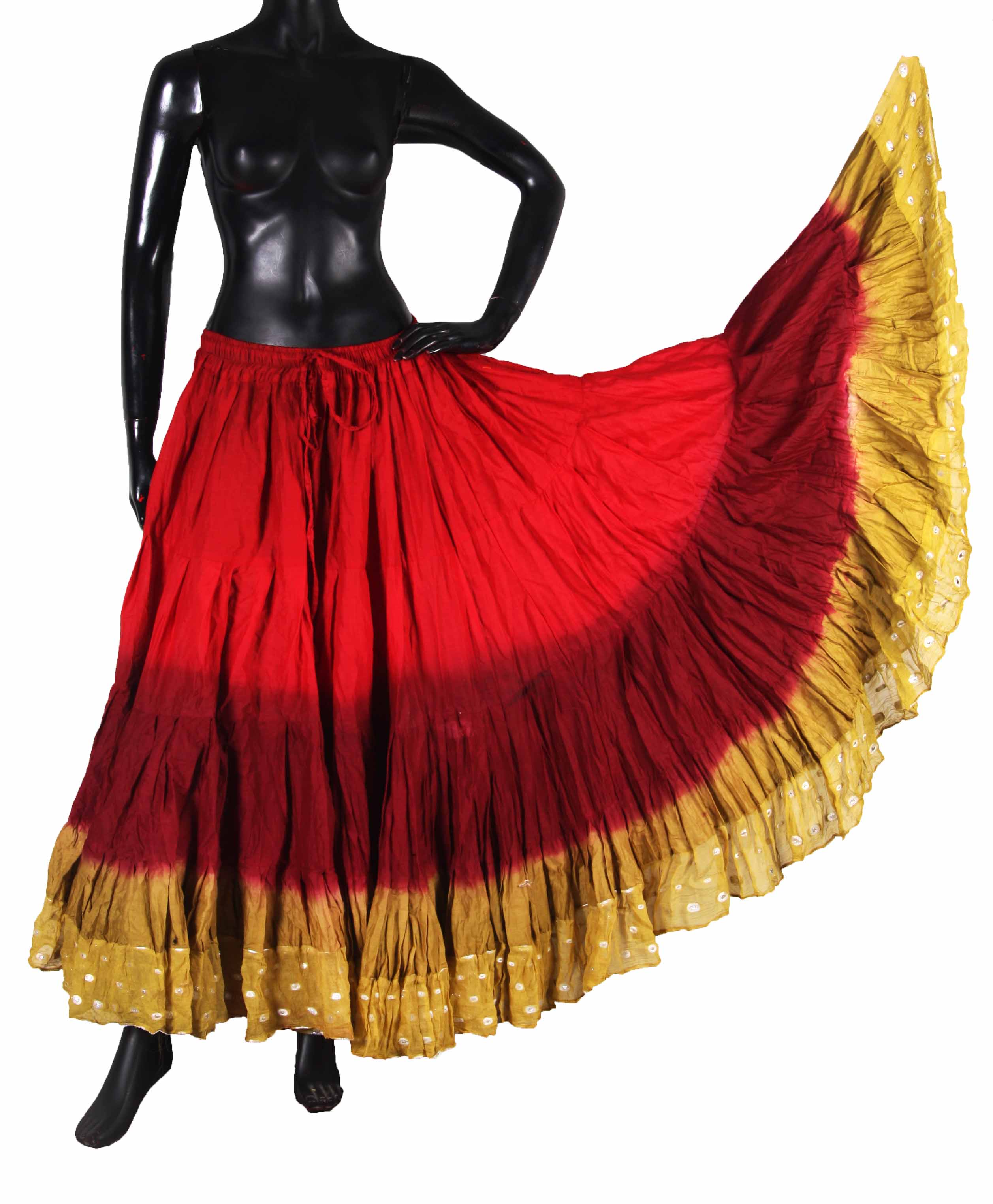 Wow Sari Bindi border Skirt red/burgundy/gold