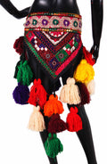 Tribal Multi Colored Embroidery Belt Cum Hipscarf Made From Wool Tassels WS