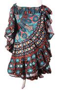 Digital print Skirt  Black /Turquoise