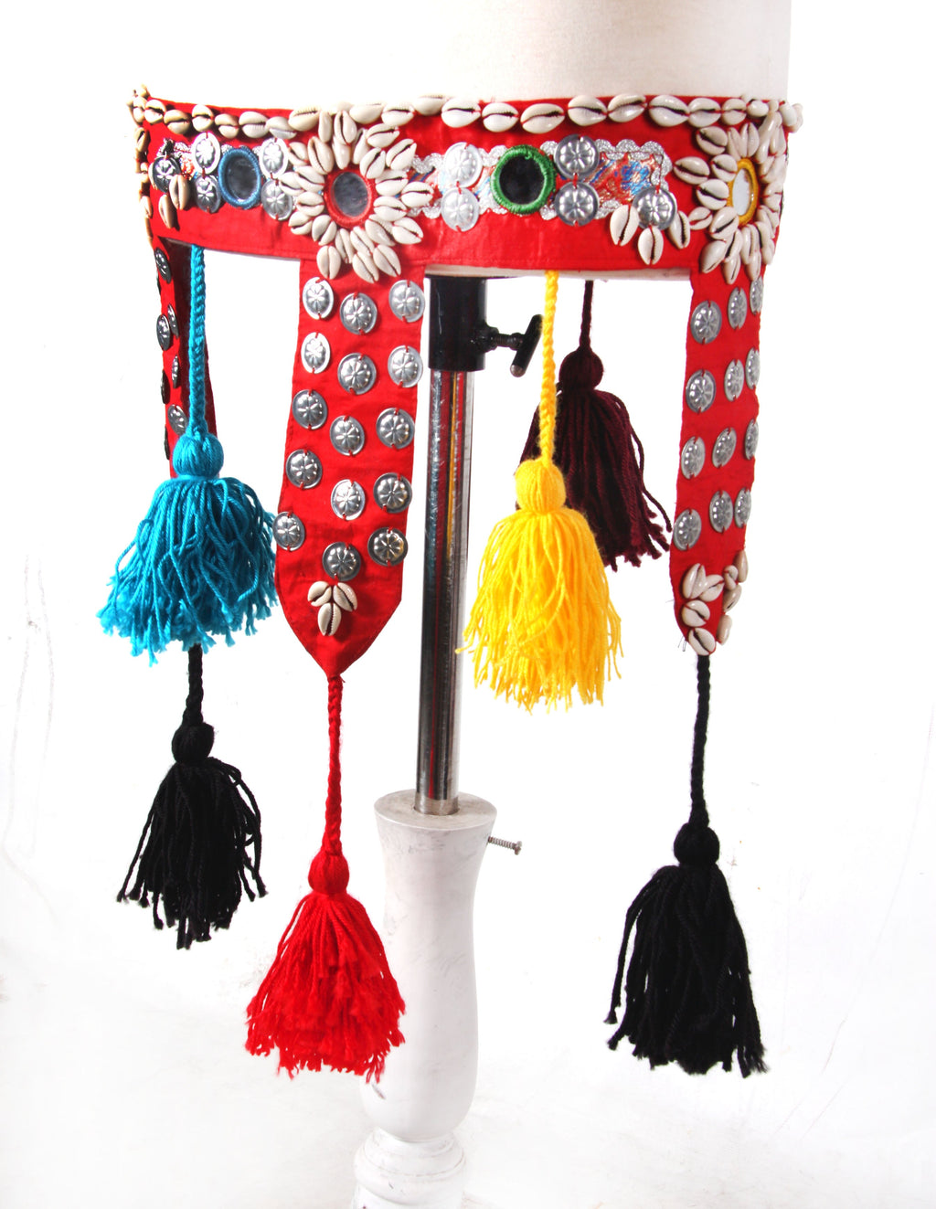 Tribal Shell & Wool  Belt (Red)