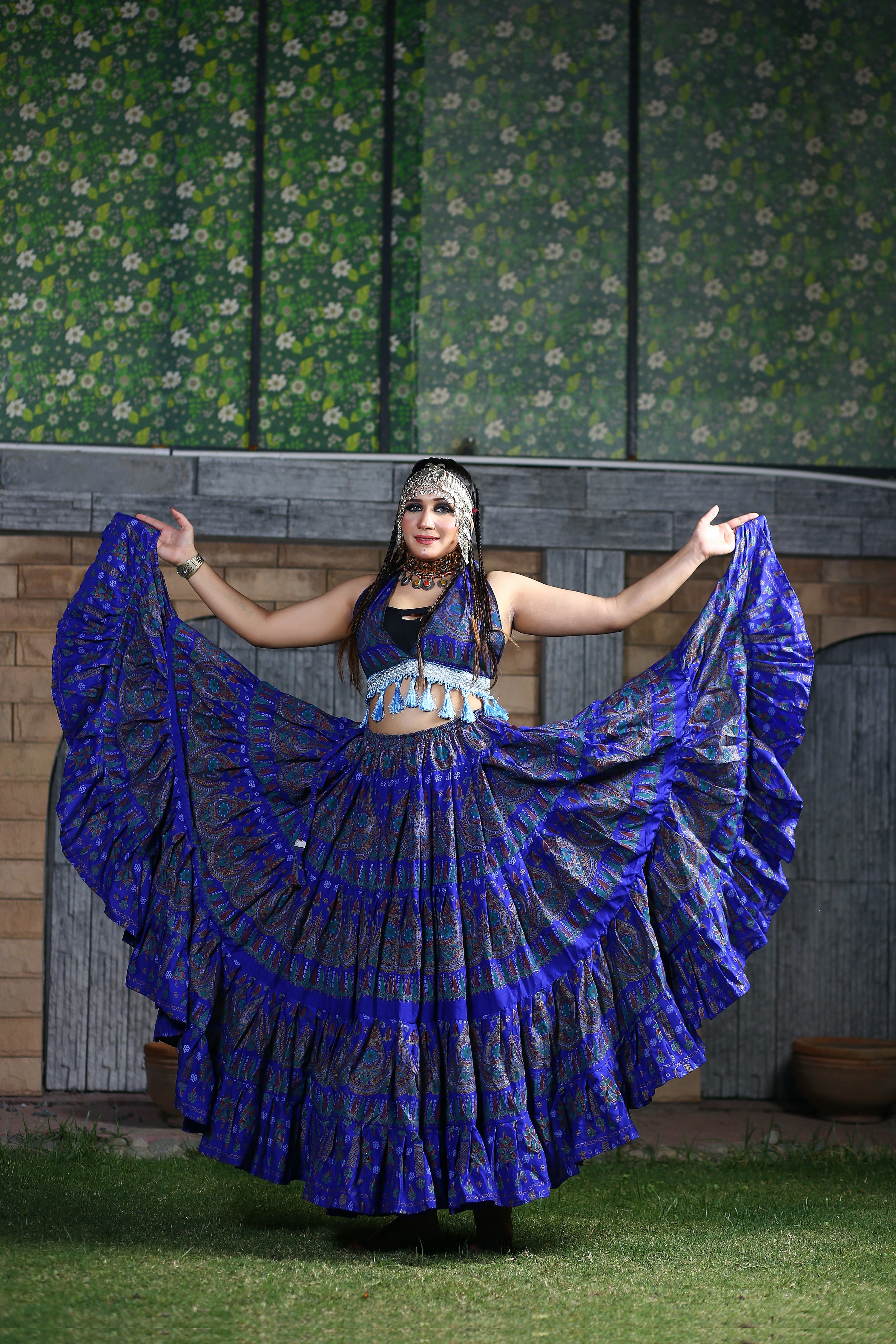 Block print beauty choli/halter top Blue